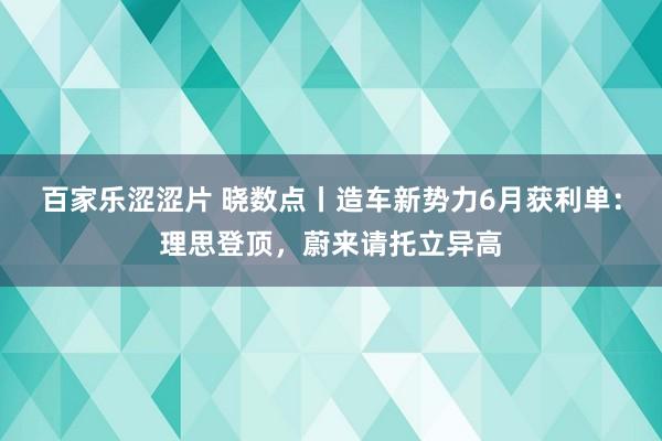 百家乐涩涩片 晓数点丨造车新势力6月获利单：理思登顶，蔚来请托立异高