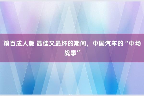 糗百成人版 最佳又最坏的期间，中国汽车的“中场战事”