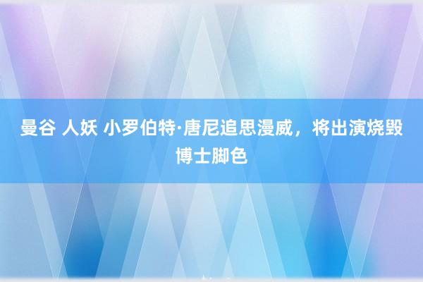 曼谷 人妖 小罗伯特·唐尼追思漫威，将出演烧毁博士脚色