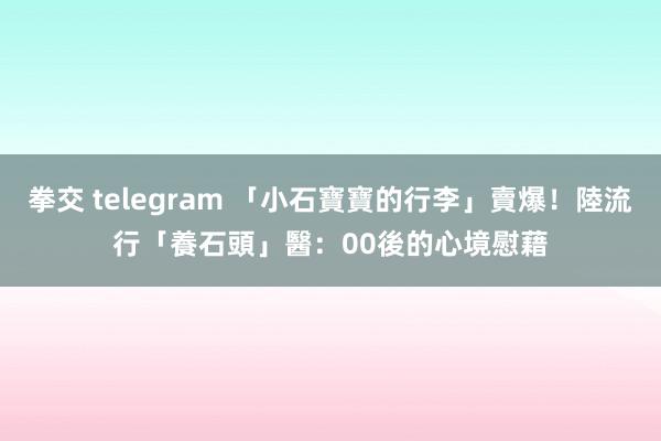 拳交 telegram 「小石寶寶的行李」賣爆！陸流行「養石頭」　醫：00後的心境慰藉